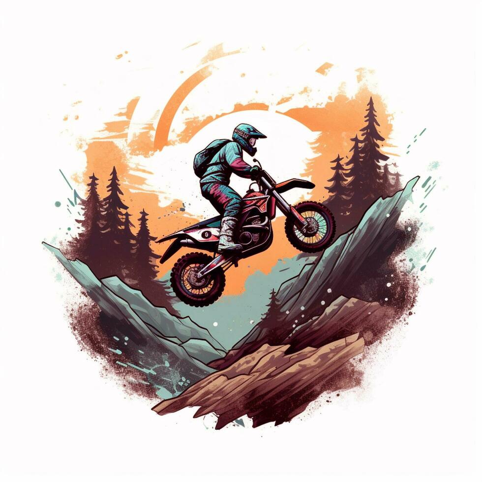 motocross freestyle in mountain vector logo photo