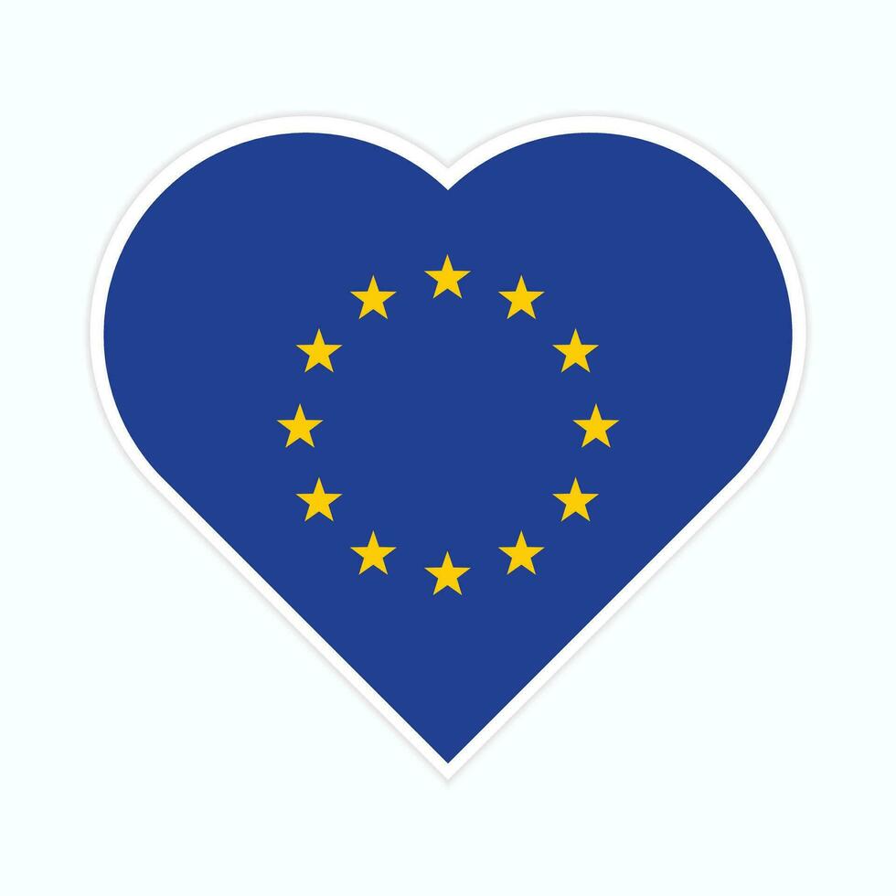 EU flag in Heart design shape. Vector European union flag in Heart. European Union flag.