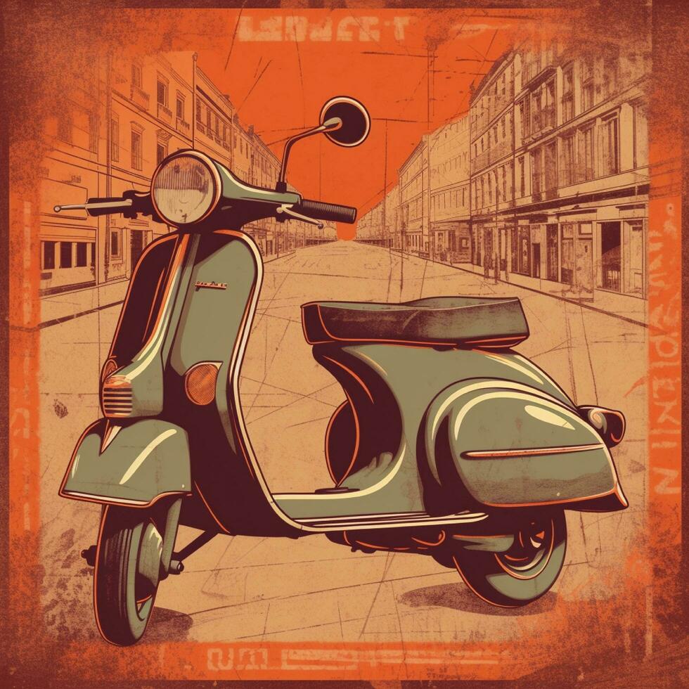 vintage scooter poster illustration photo