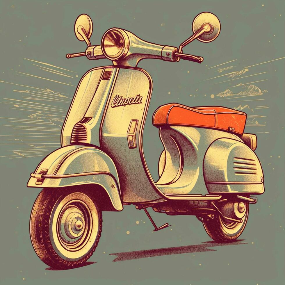 Clásico scooter póster ilustración foto