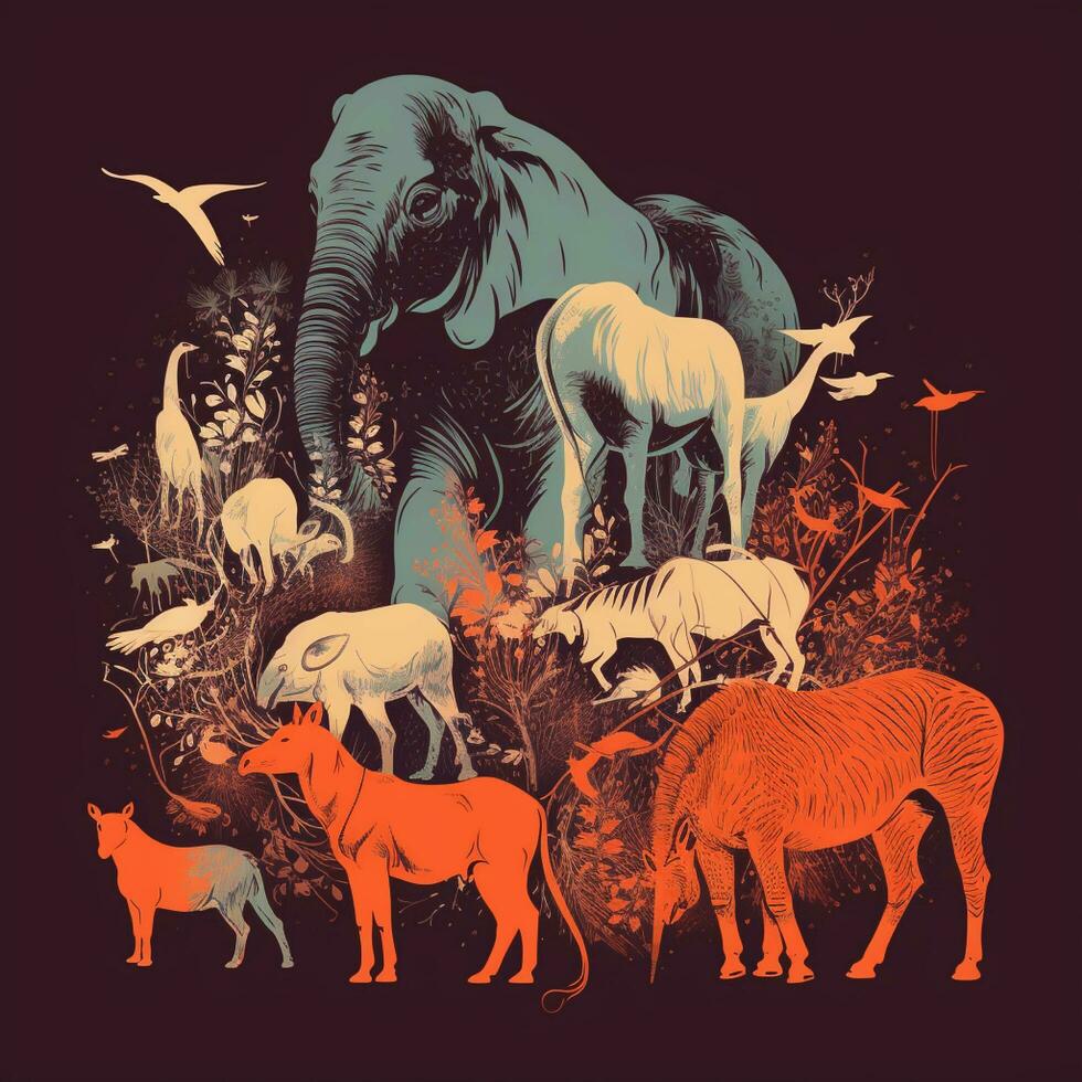 salvaje animal vida silueta ilustración foto