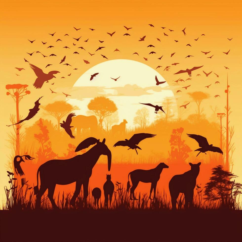 wild animal life silhouette illustration photo