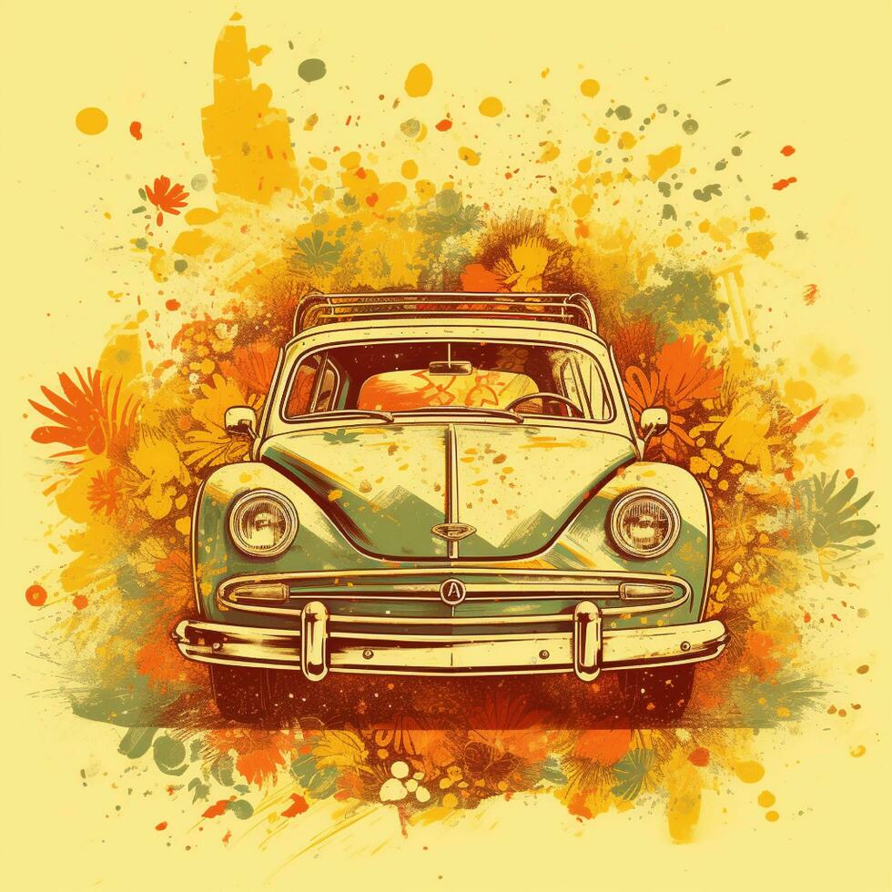 summer vintage car clip art photo