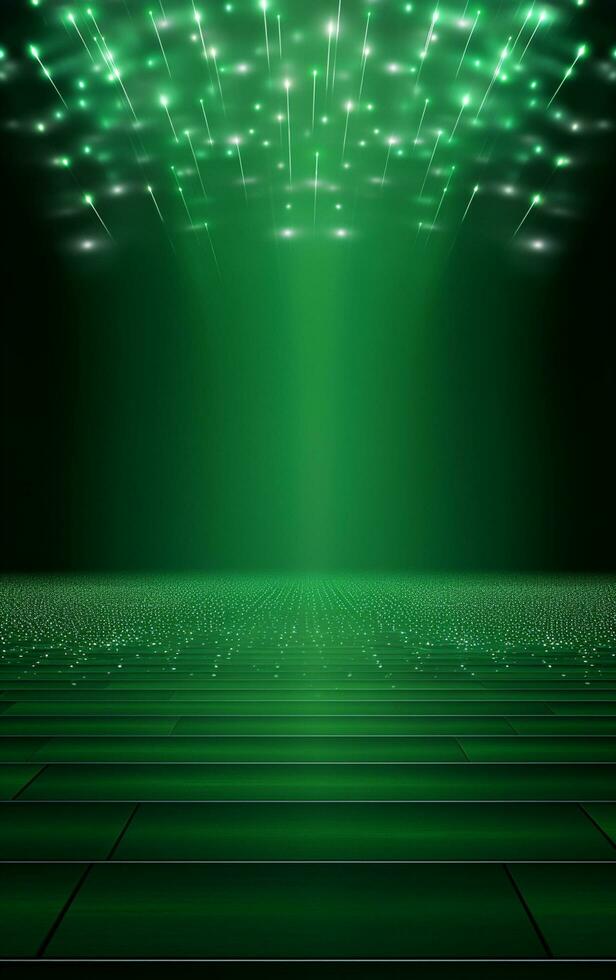Ai generative Backdrop With Illumination Of green Spotlights For Flyers realistic image, ultra hd, high design very detailed photo