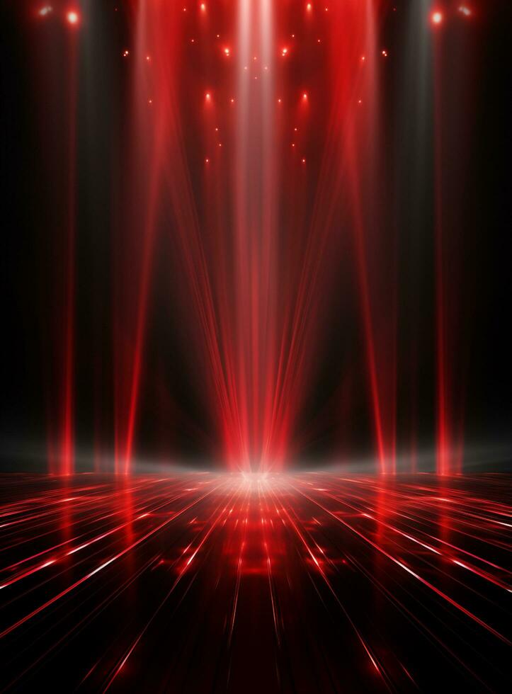 Ai generative Backdrop With Illumination Of Red Spotlights For Flyers realistic image ultra hd high design photo