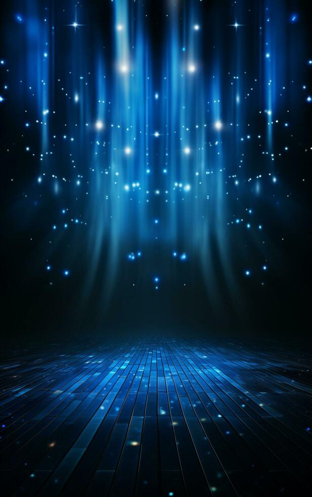 Ai generative Backdrop With Illumination Of blue Spotlights For Flyers realistic image ultra hd high design photo