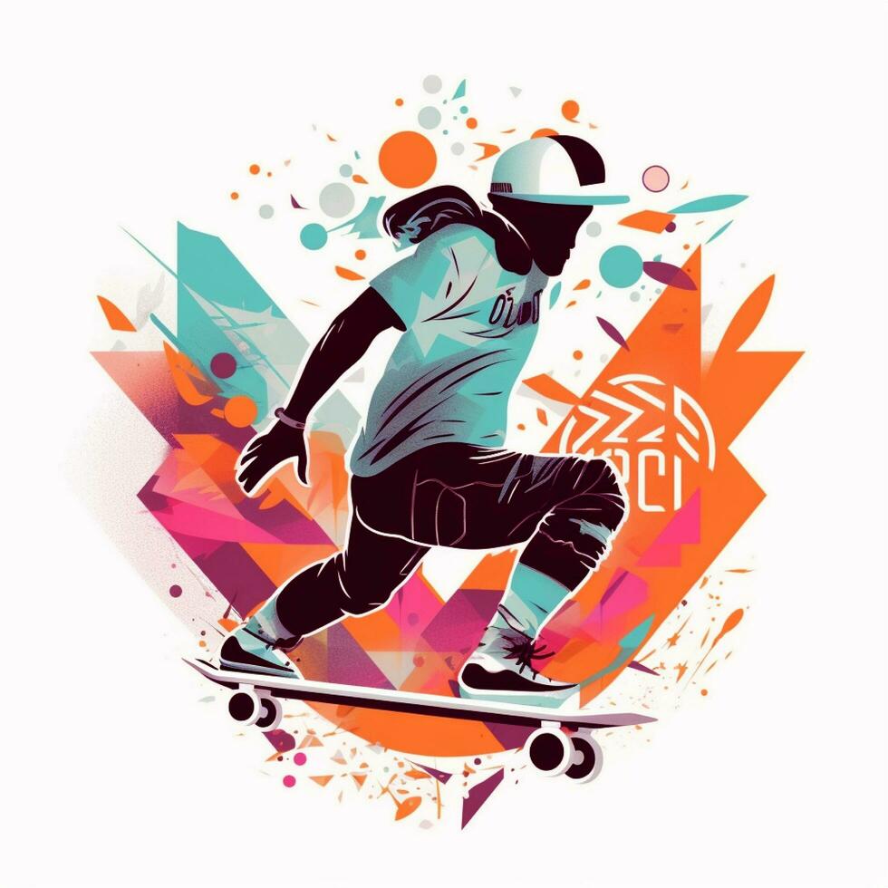 skateboard illustration design for tshirts photo