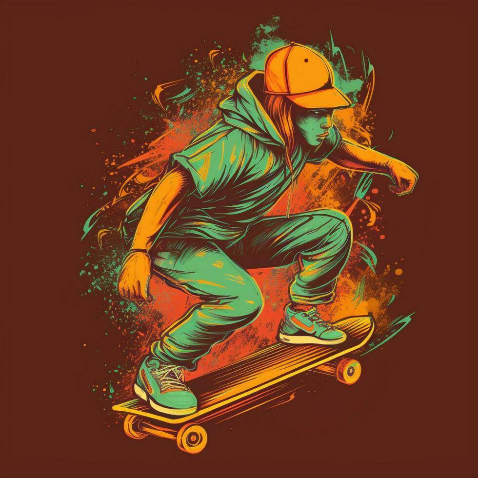 patineta ilustración diseño para camisetas foto