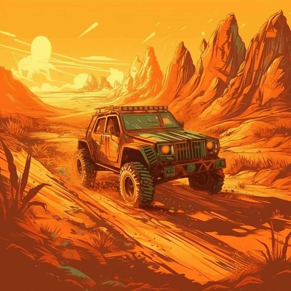 hand drawn offroad illustration art photo