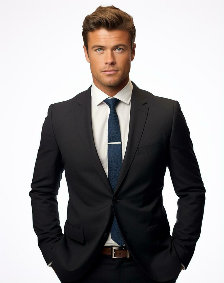Ai generative Business man in a suit white transparent background photo