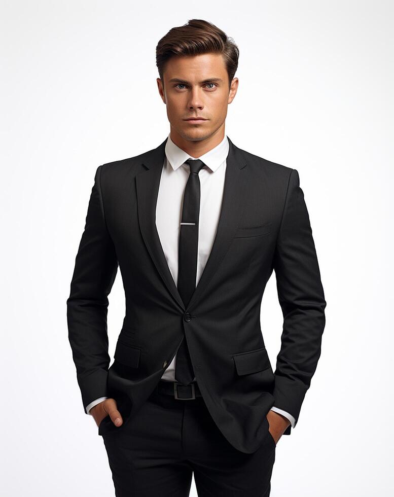 Ai generative Business man in a suit white transparent background photo