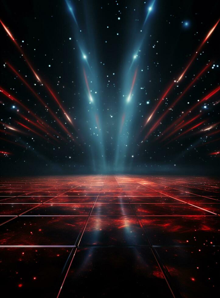 Ai generative Backdrop With Illumination Of Red Spotlights For Flyers realistic image ultra hd high design photo