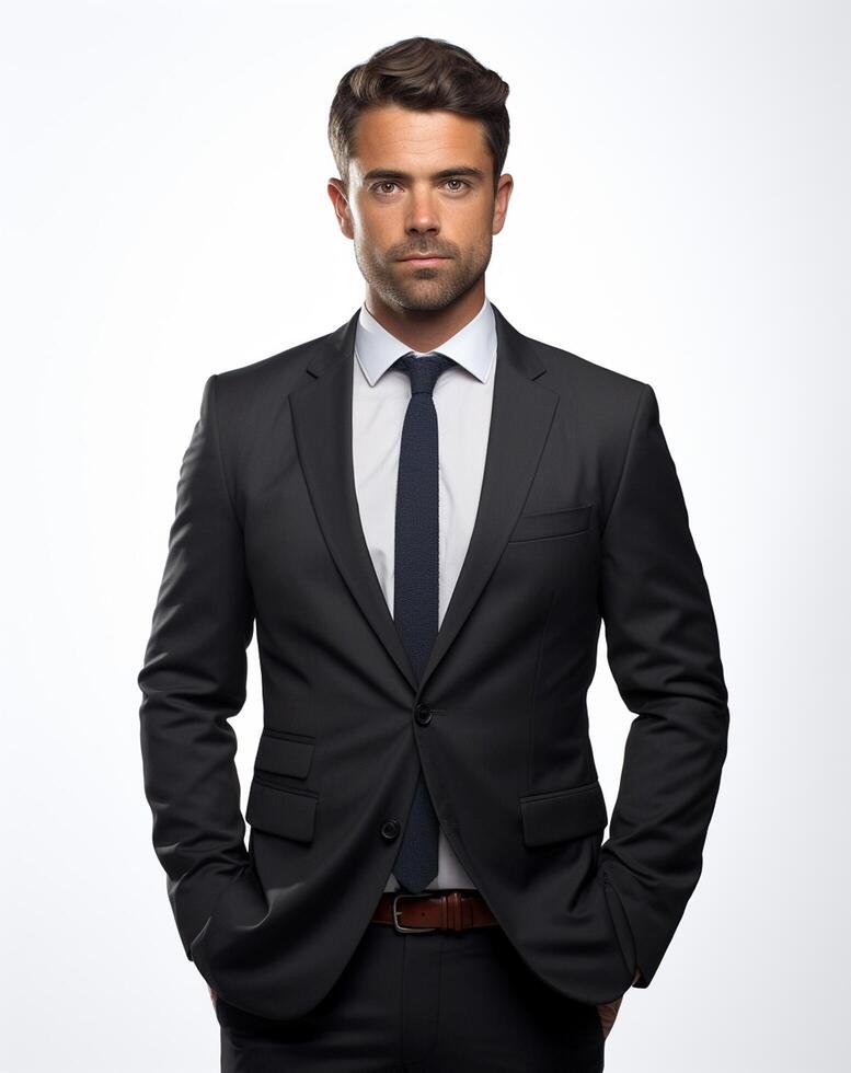 Ai generative Business man in a suit white transparent background photo