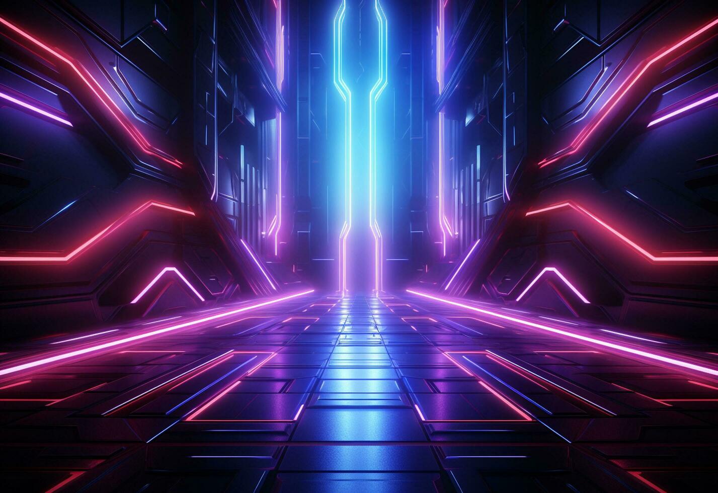 Ai Generative Neon illuminated futuristic backdrop realistic image, ultra hd, high design very detailed photo