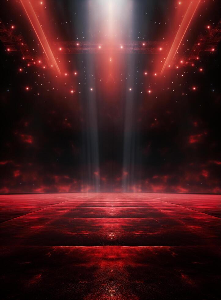 Ai generative Backdrop With Illumination Of Red Spotlights For Flyers realistic image ultra hd high design photo