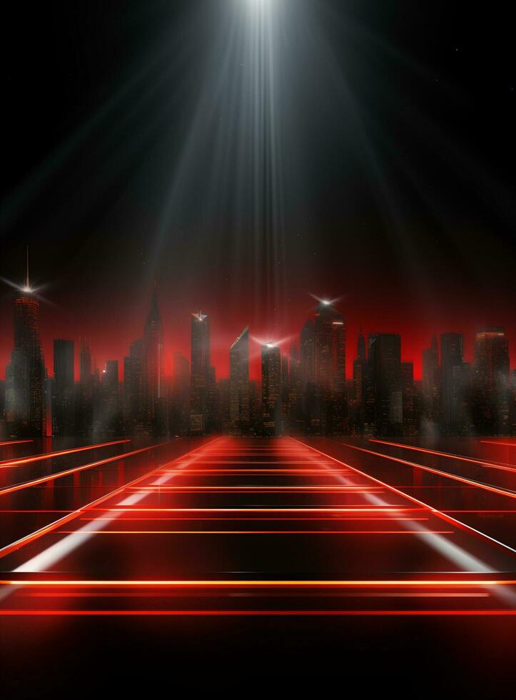 Ai generative Backdrop With Illumination Of Red Spotlights For Flyers realistic image ultra hd high design photo