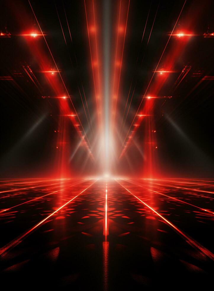 Ai generative Backdrop With Illumination Of Red Spotlights For Flyers realistic image ultra hd high design photo