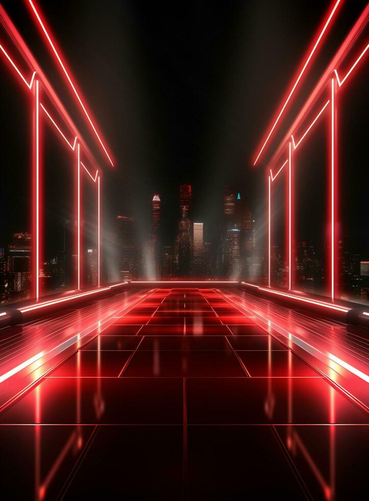 Ai generative Backdrop With Illumination Of Red Spotlights For Flyers realistic image ultra hd high design photo