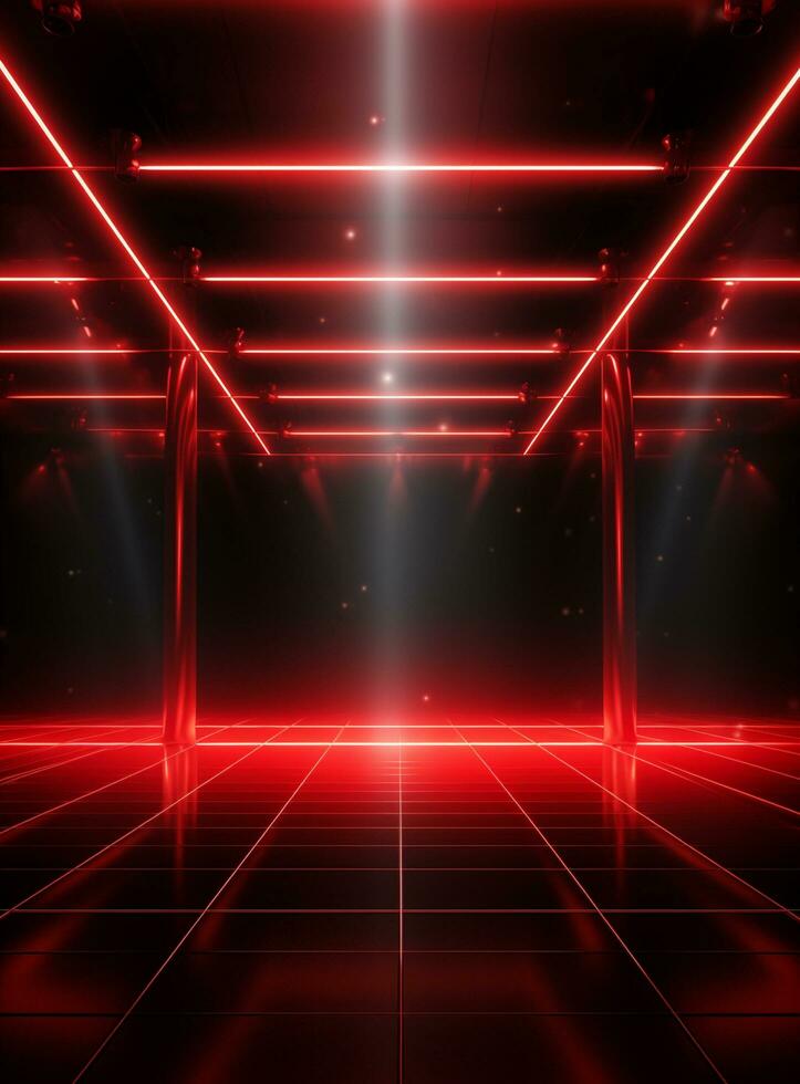 Ai generative Backdrop With Illumination Of Red Spotlights For Flyers realistic image ultra hd high design photo