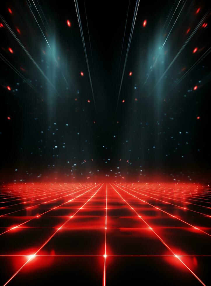 Ai generative Backdrop With Illumination Of Red Spotlights For Flyers realistic image ultra hd high design photo