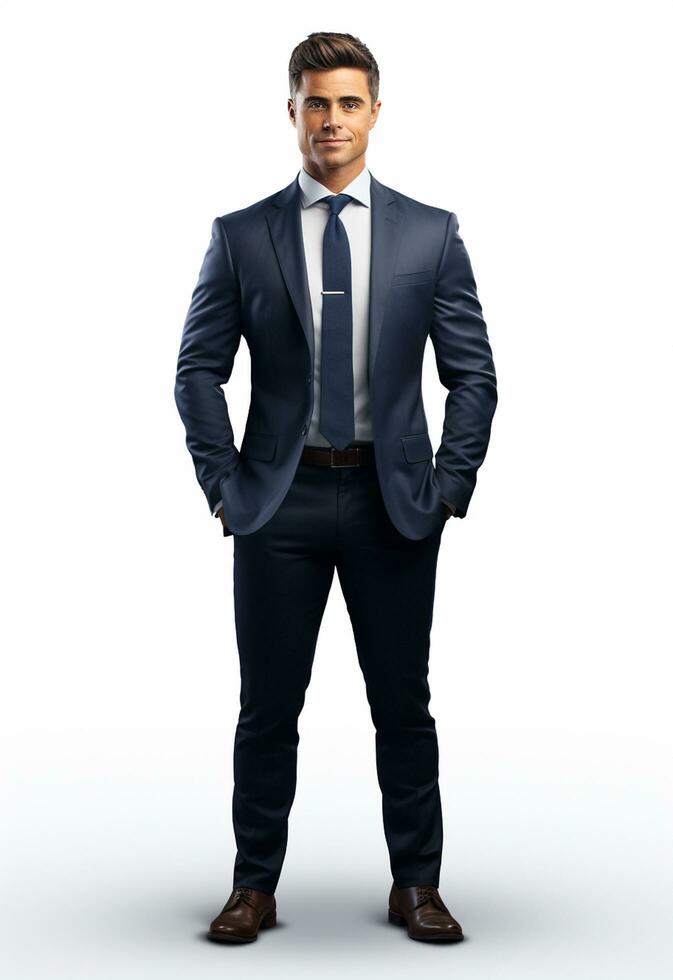 Ai generative Business man in a suit white transparent background photo