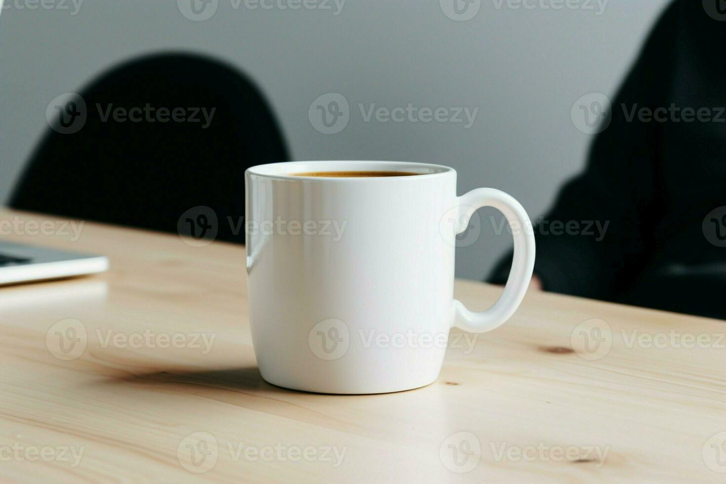 minimalista elegancia blanco taza en un prístino blanco mesa, puro y sencillo ai generado foto