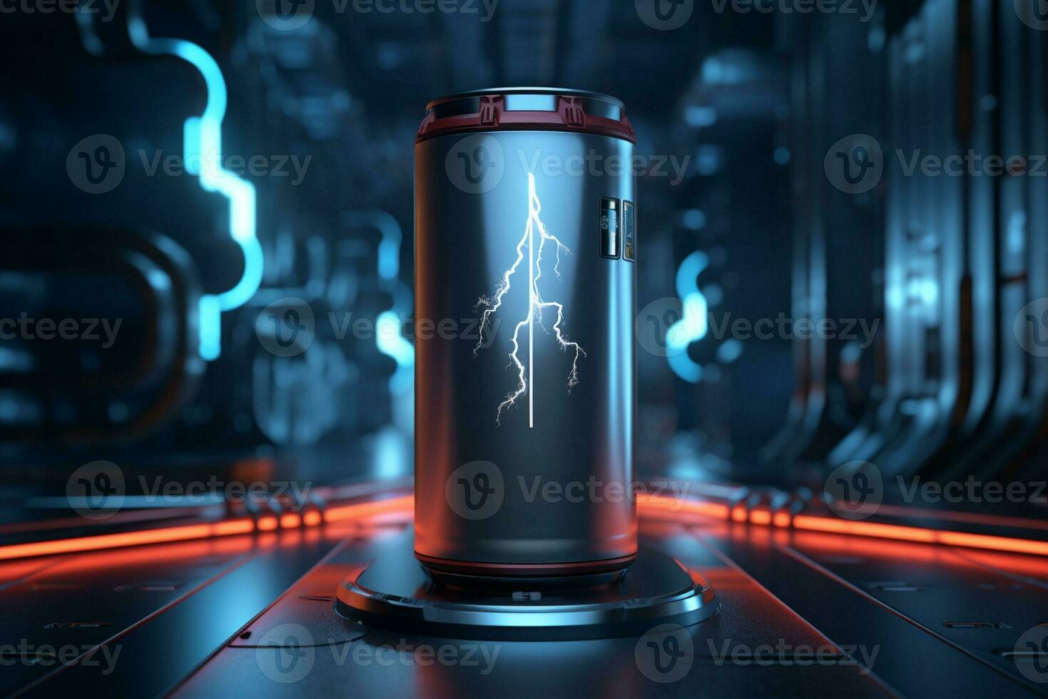 3D quick charge battery meets futuristic tech backdrop in stunning 3D render AI Generated photo