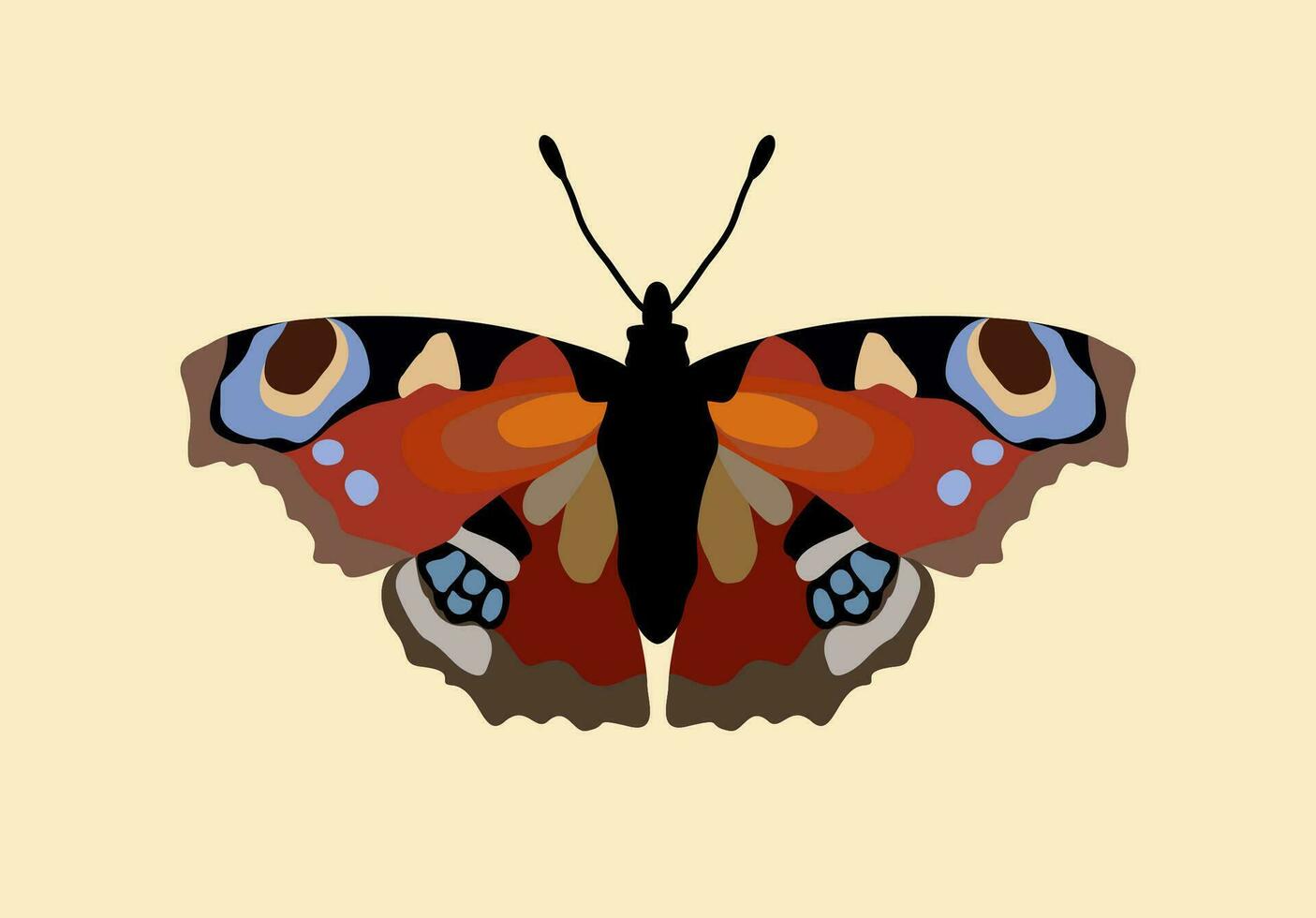 pavo real ojo mariposa. aglais yo. vector aislado ilustración.