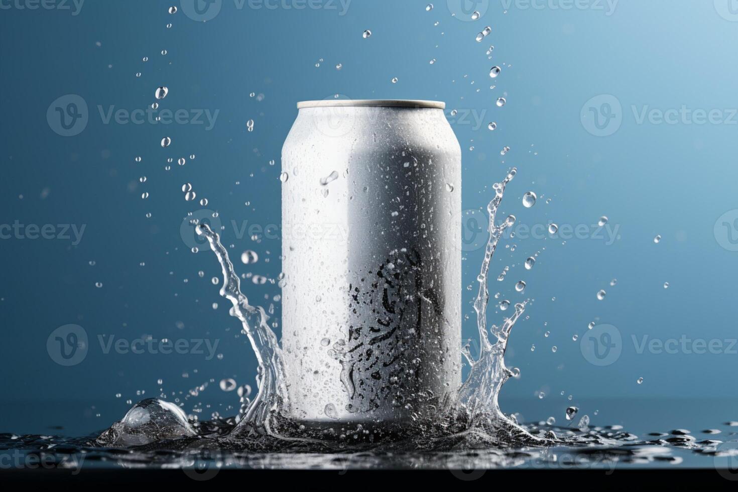 Soda can mockup displays water condensation and a refreshing splash