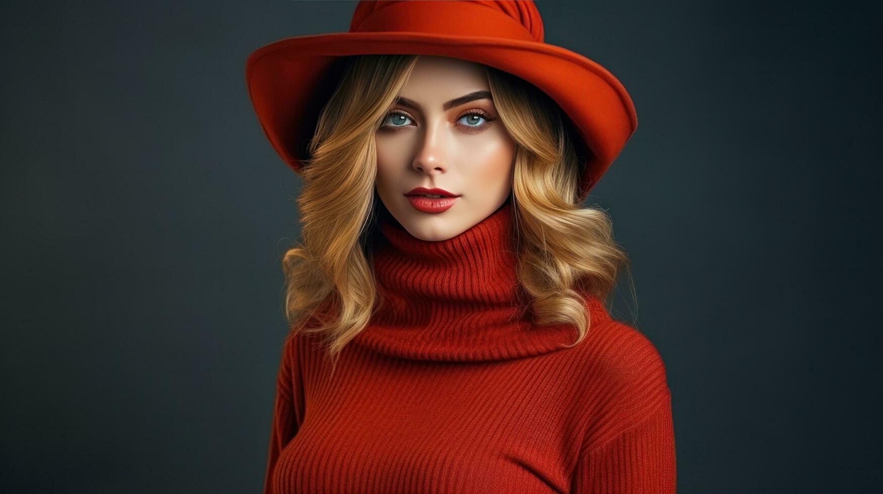 Young woman in stylish winter outfit photo