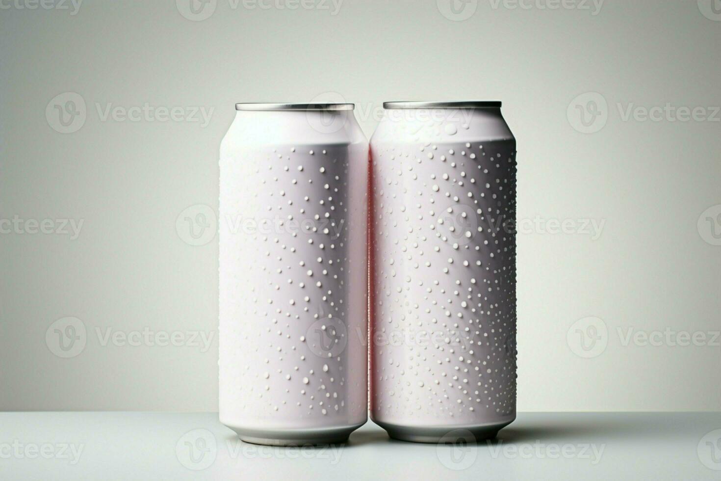 White backdrop highlights the refreshing allure of beer cans AI Generated photo