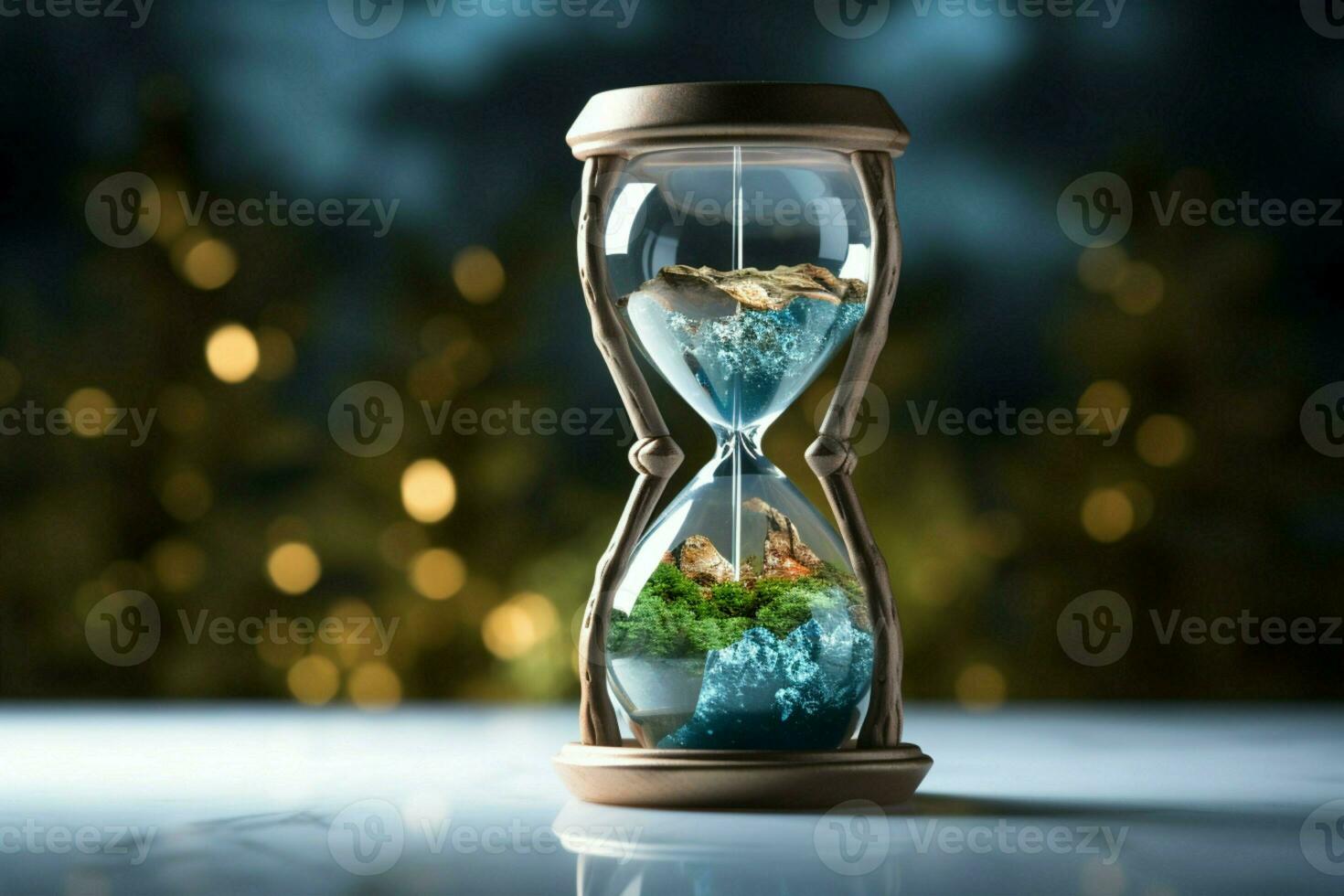 World's timer Hourglass with Earth signifies the pressing global