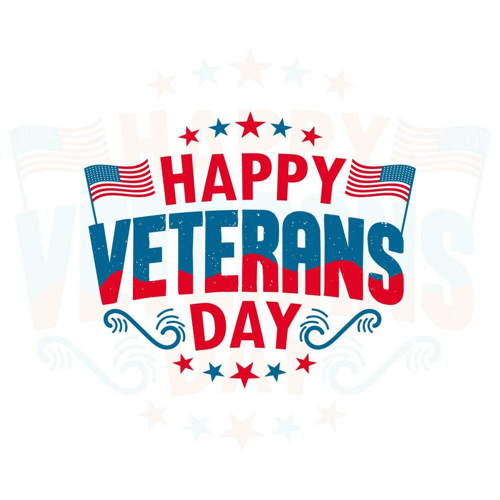 Happy Veterans Day lettering United state of America, U.S.A veterans day design. vector
