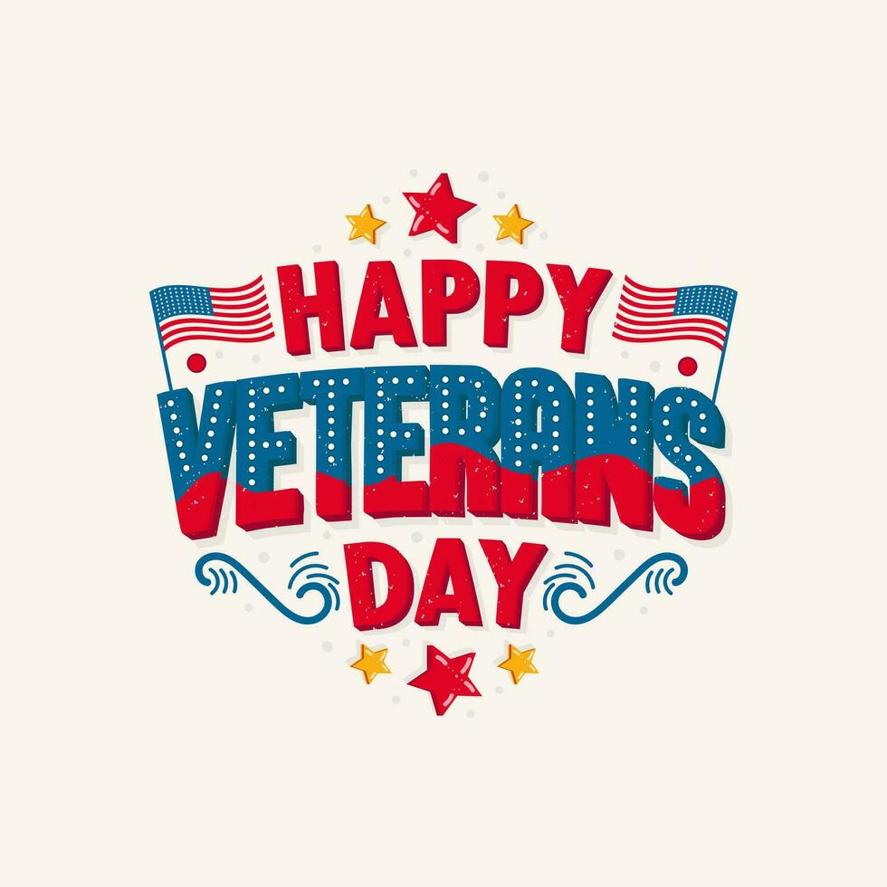 Happy Veterans Day lettering United state of America, U.S.A veterans day design. vector