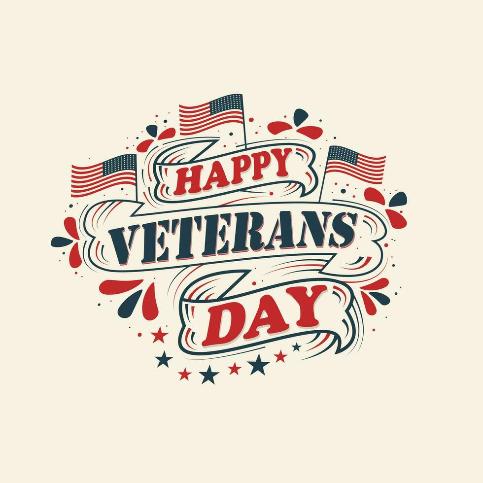 Happy Veterans Day lettering United state of America, U.S.A veterans day design. vector