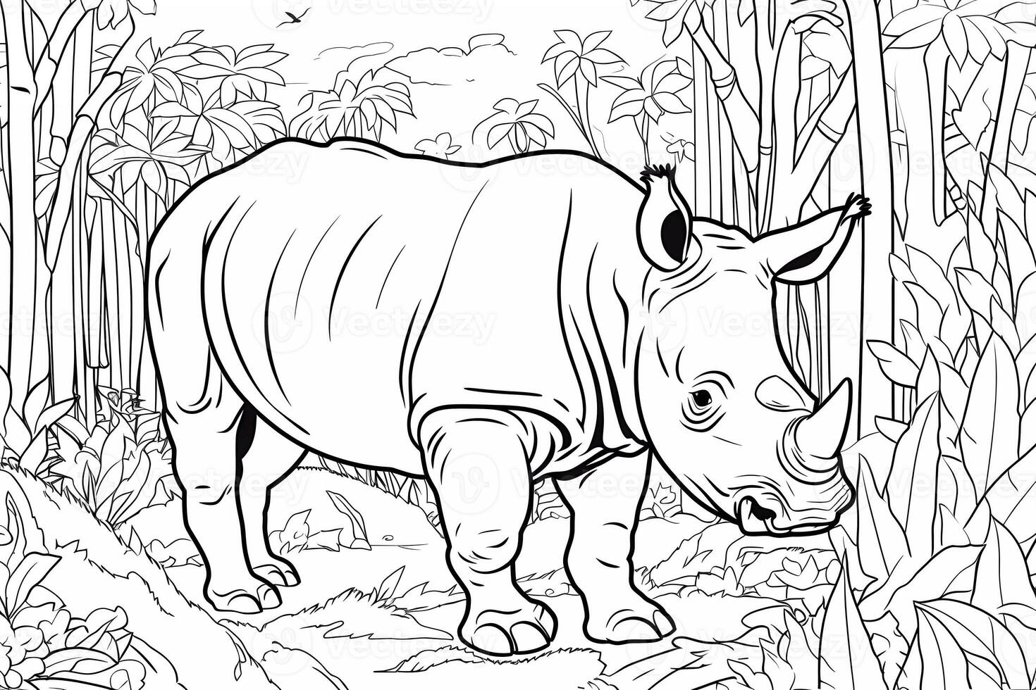 Educational printable coloring worksheet. Baby animal in jungle. Coloring dinosaur illustration. Coloring activity for children. photo