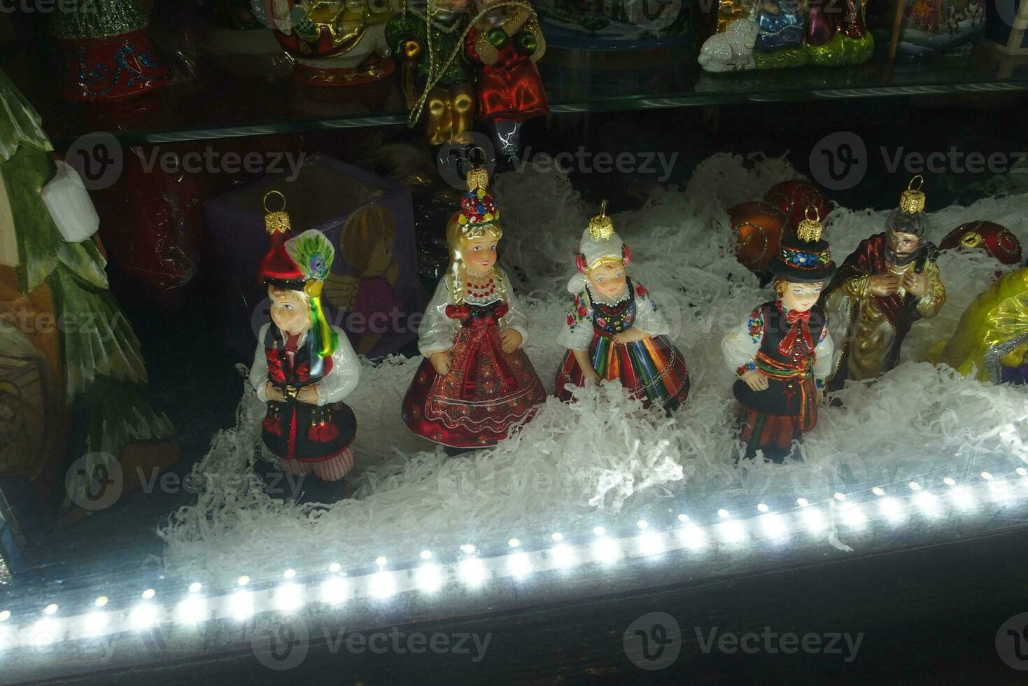 Polish hand-painted Christmas baubles on display, photo
