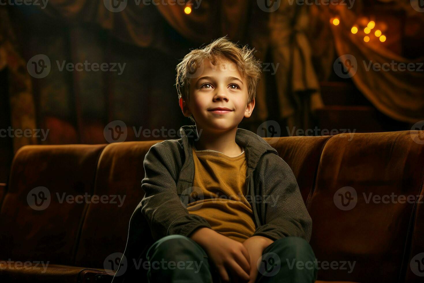 Expressive Actor boy in small theater. Generate Ai photo