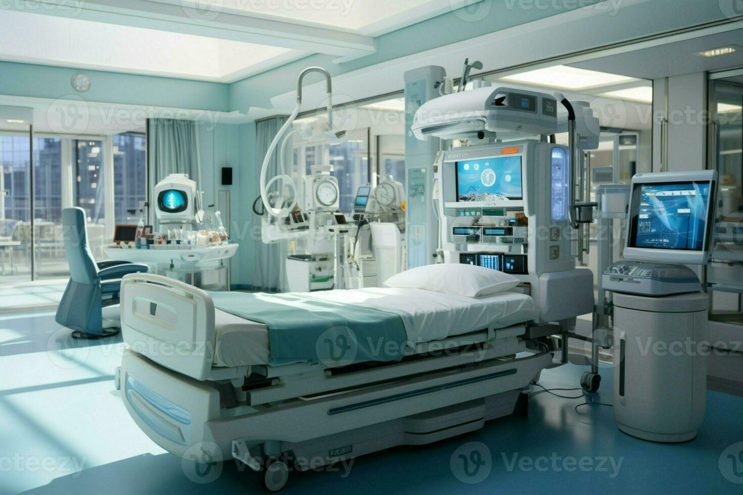 Modern medical centers ICU, a high-tech resuscitation space for critical patient care AI Generated photo