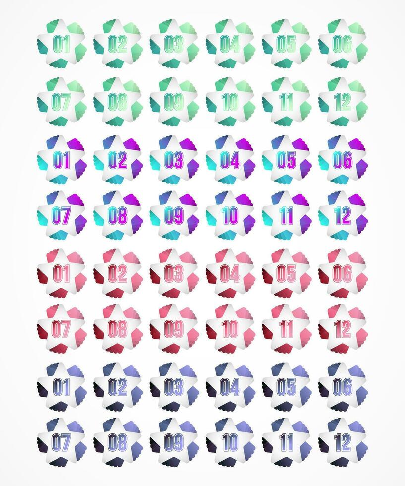 Abstract Multi Layer Star Shape Bullet Numbering vector