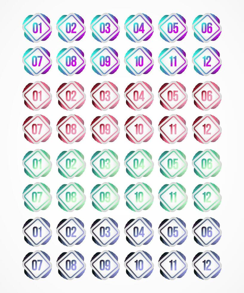 Abstract Multi Layer Diamond Shape Bullet Numbering vector