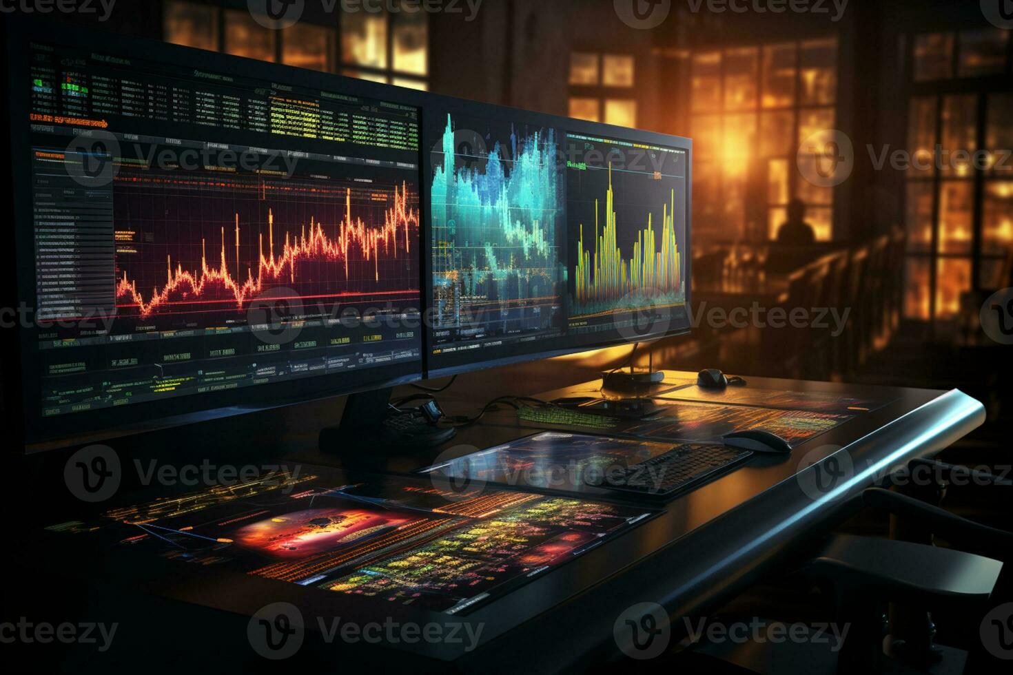 Trading trends visualization Graphic displaying stock market or forex trading data AI Generated photo