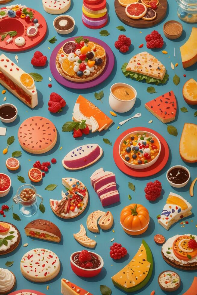 Delicious food background design AI Generated photo