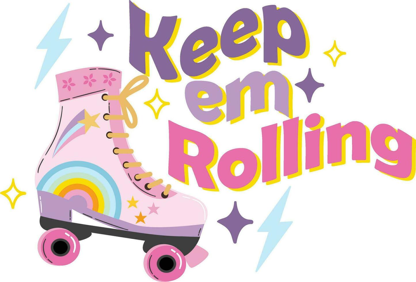 Roller skate design graphic tees for girl vector