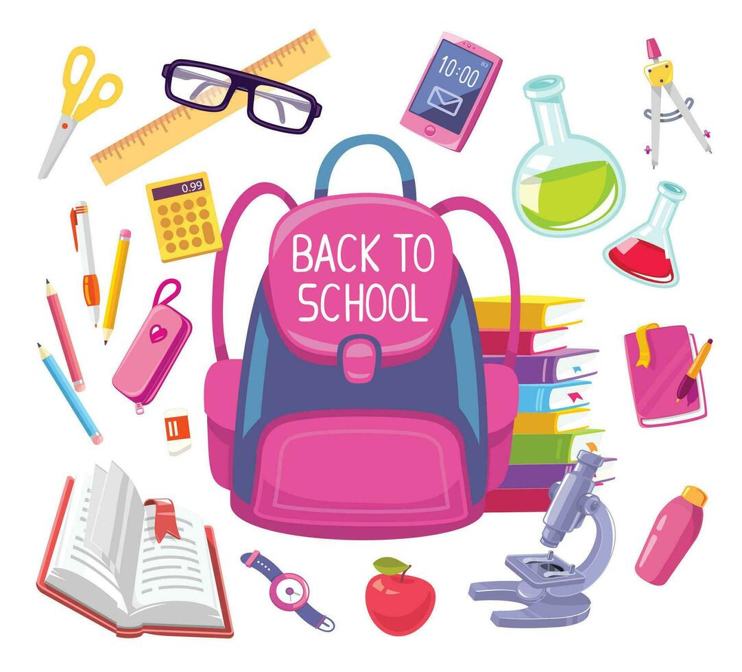 back to school poster with school supplies vector