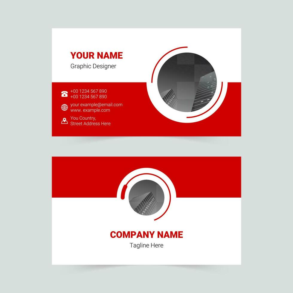 Red modern company business card template vector