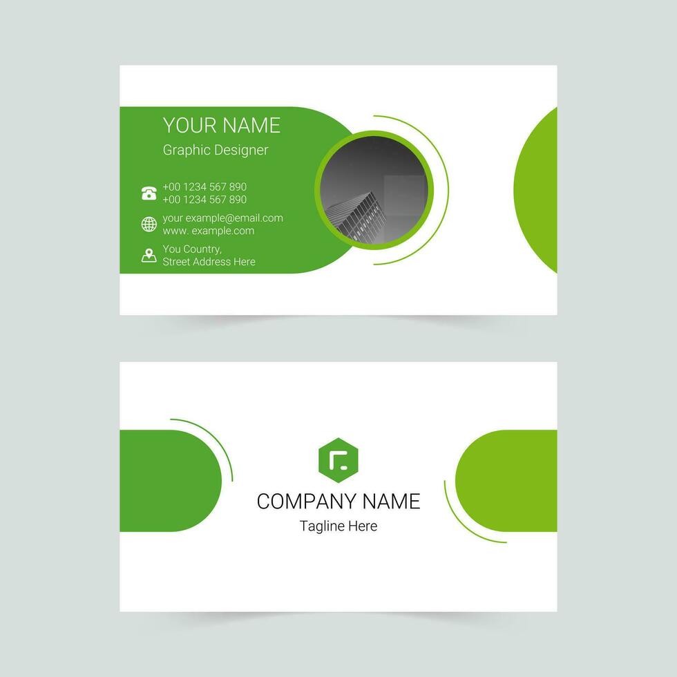 Green modern company general business card template vector