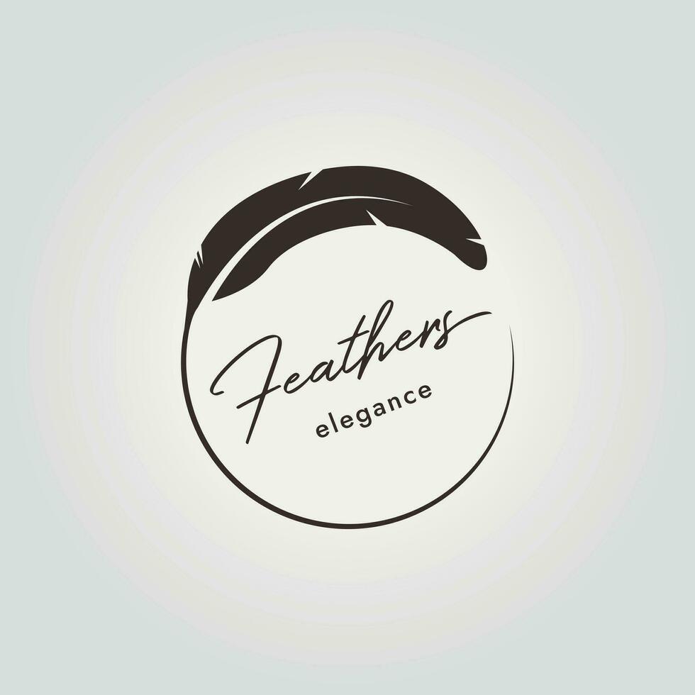 badge of feather logo icon vector design, illustration of plume perfection