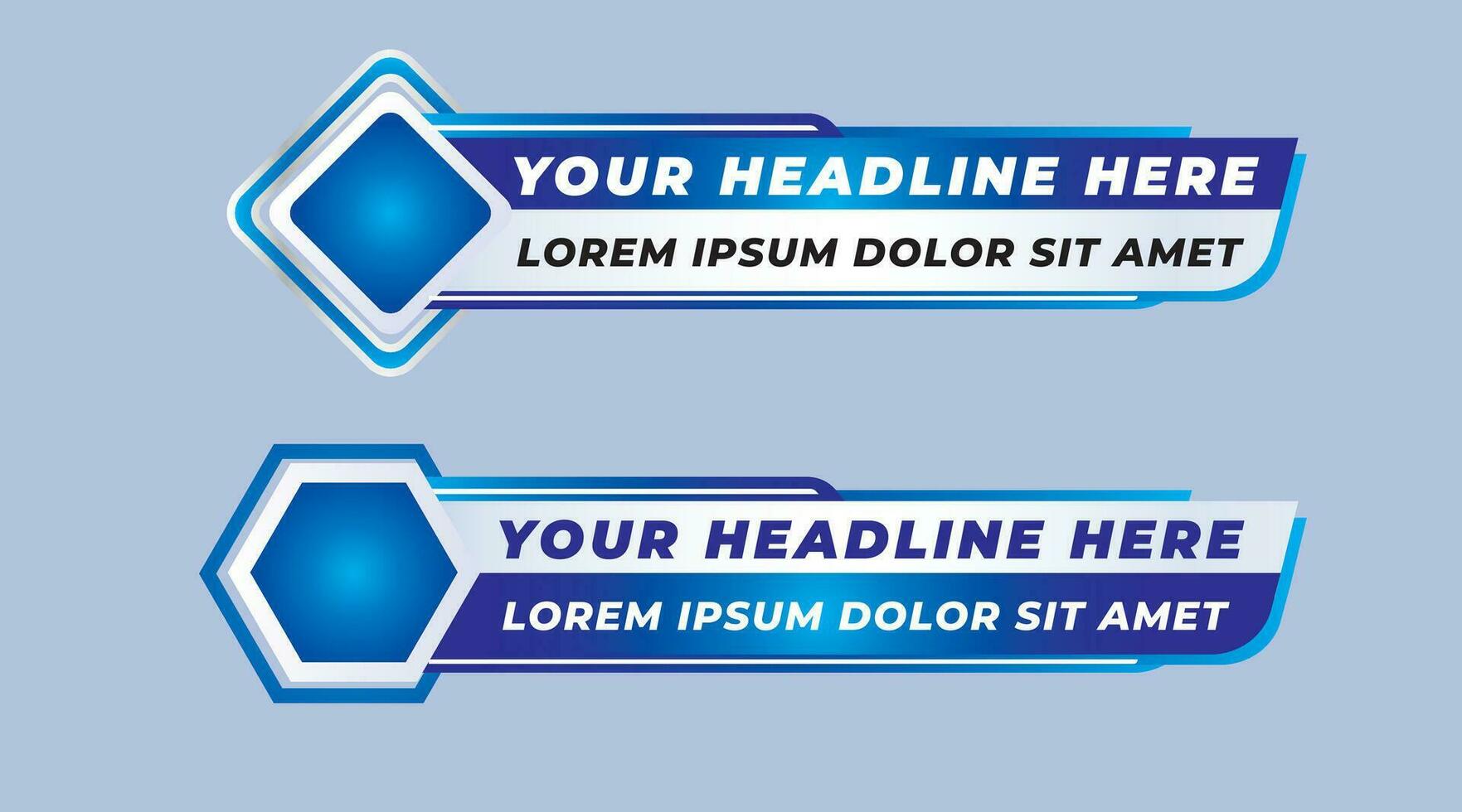Lower third news sport play shape badge abstract blue broadcasting television geometric modern banner design vector