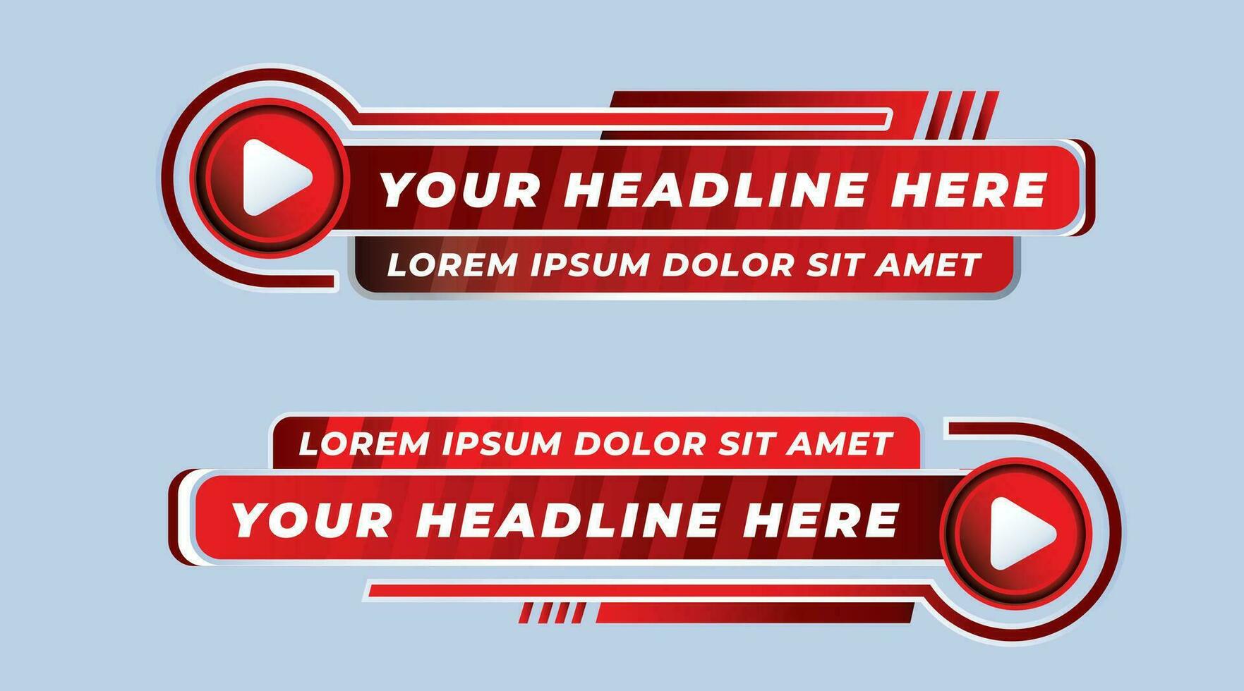 News sport lower third play shape badge abstract red geometric modern banner design vector